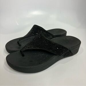 Vionic Naples platform Sandals black with gems women’s size 8 comfort‎ shoes